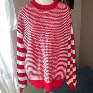 Red and White Striped Sweater